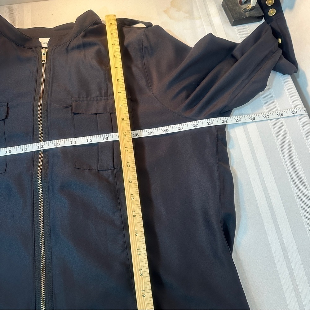 Soft Surroundings black tunic shirt blouse size large long length gold zipper - Picture 12 of 14